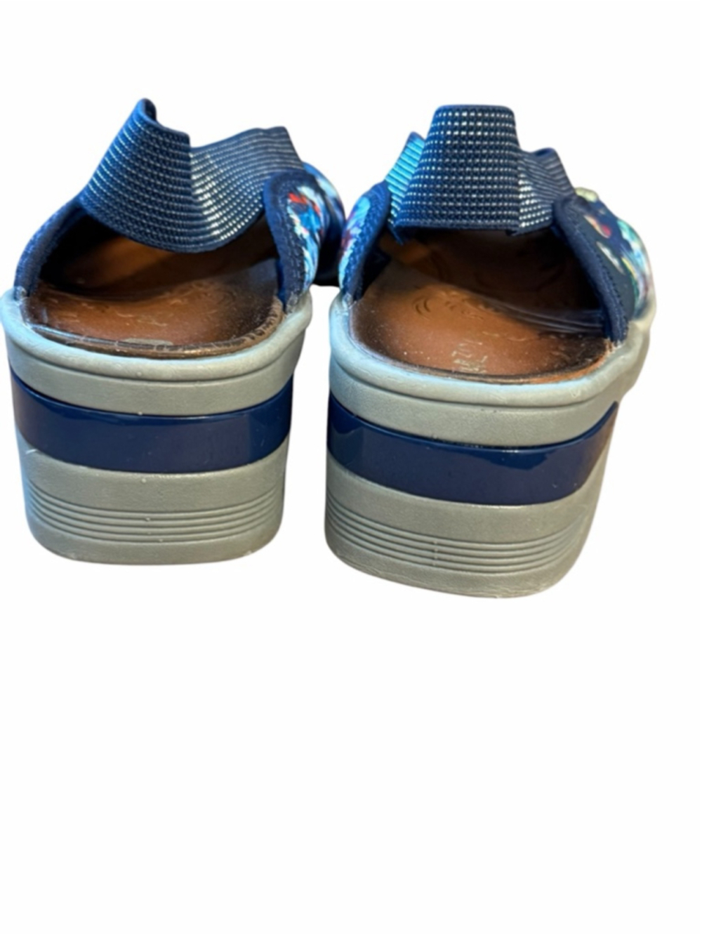 Zebs Blue Multicolor Floral Peep Toe Sandals Size 7.5 - Picture 4 of 8